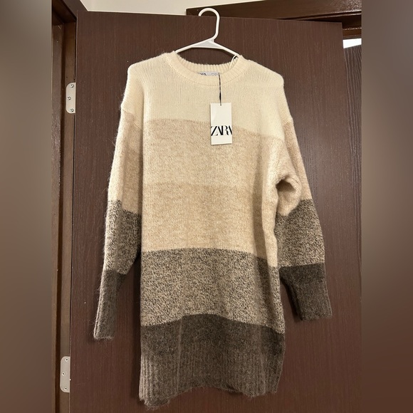 ZARA OMBRÉ KNIT MIDI DRESS - Picture 9 of 10